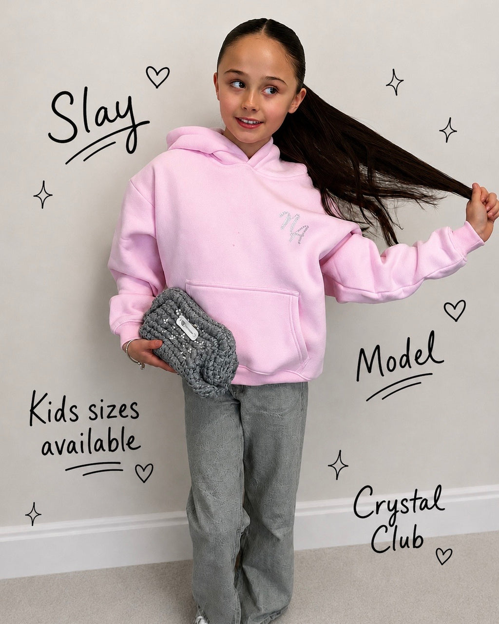 Niamh Avenue Crystal Hoodie - Pink